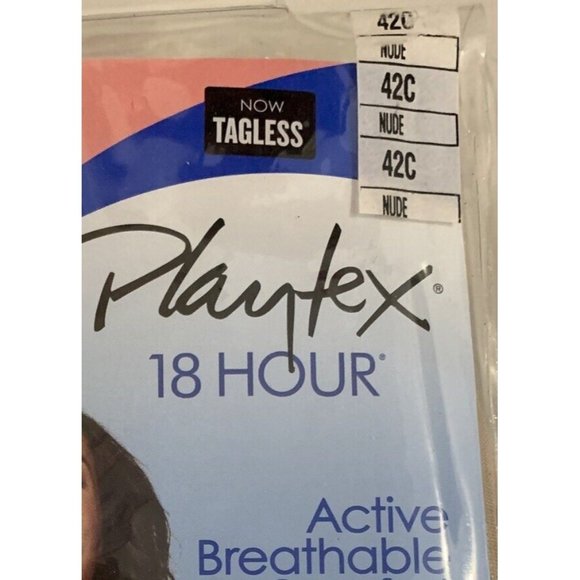 Playtex 18 Hour Womens Bra Size 42C Nude Wireless Cooling Band No Slip Strap - Picture 6 of 8